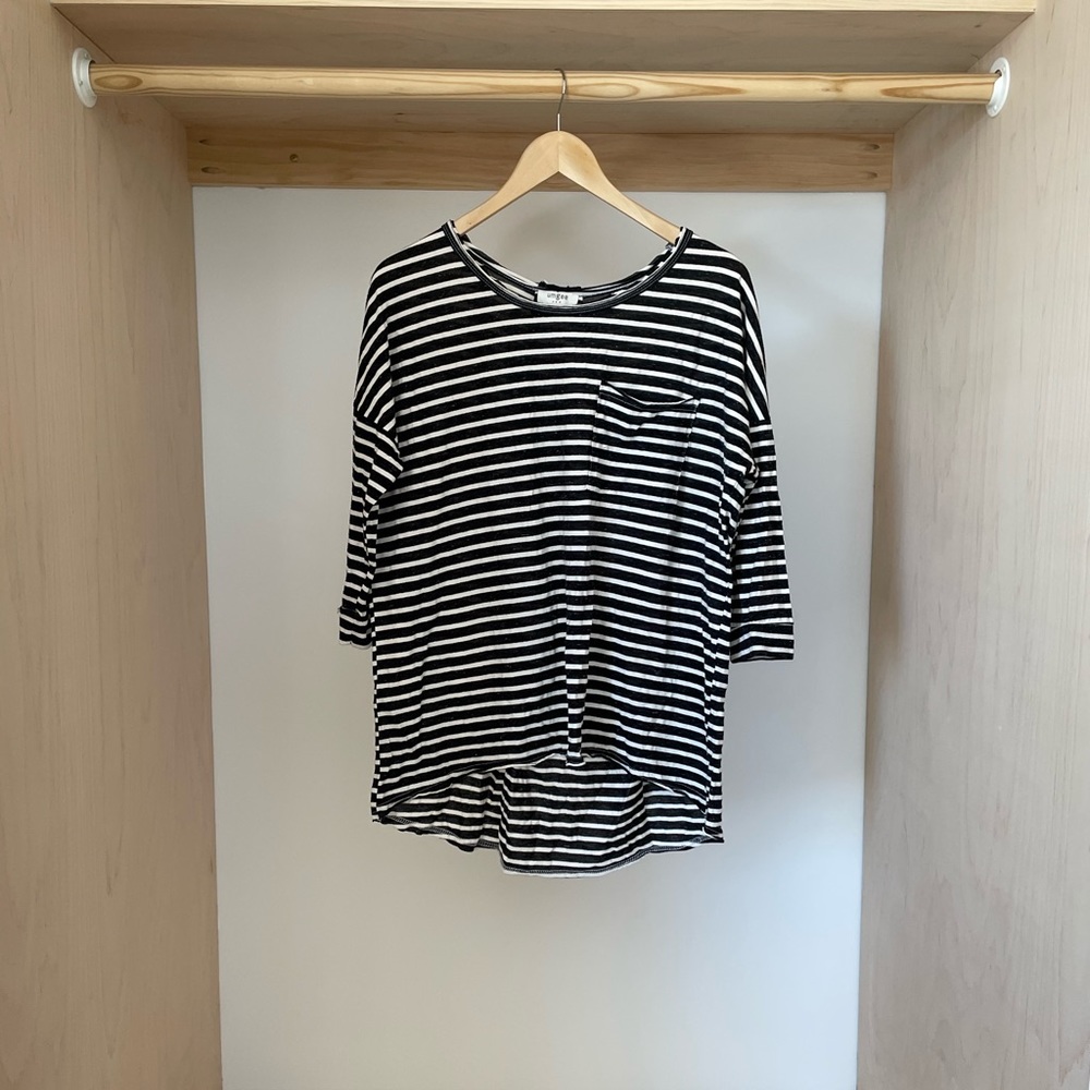 Umgee | striped distressed pocket tee